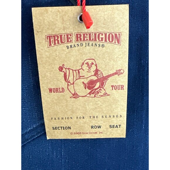 True Religion Womens Denim Mini Skirt Size 26 With Leather Trim NWT Made In USA - Picture 3 of 6